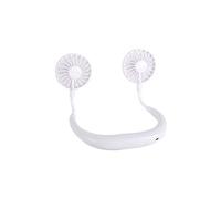 Mini ventilateur au tour de cou USB rechargeable double tête blanc