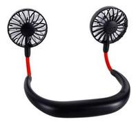 Mini ventilateur au tour de cou USB rechargeable double tête noir Noir G