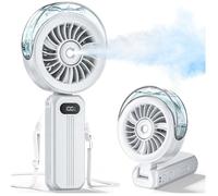 Mini Ventilateur Brumisateur Portable - Petit Ventilateur USB Rechargeable Puissant à Main, 6000mAh 3-en-1 Fan de Bureau, Main ou