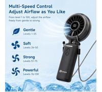 Mini Ventilateur Brumisateur Portable Rechargeable USB Pliable avec Affichage Numérique de Batterie, 3 Vitesses Ventilateur de Poche