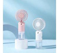 Mini ventilateur brumisateur portatif, ventilateur électrique portable, 2 vitesses réglables, batterie 500 mAh, ventilateur de bureau pour intérieur/extérieur, camping, humidification et rafraîchissem