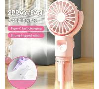 Mini ventilateur brumisateur portatif, ventilateur électrique portable, réglable à 2 vitesses, ventilateur de bureau adapté pour l'été, humidification et rafraîchissement, utilisable à l'intérieur/ext
