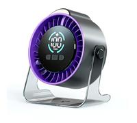 Mini ventilateur bureau USB rechargeable 100 vitesses silencieux 10dB, 360° réglable, avec veilleuse - pour étudiant et maison