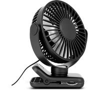 Mini ventilateur de bureau avec pince. Ventilateur portable silencieux, 12,7 cm de diamètre, trois vitesses de ventilation - noir.