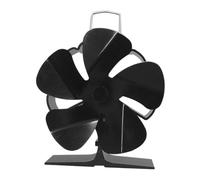 Mini Ventilateur de Cheminée à Cinq Pales, Silencieux, Noir | Métal en Alliage D’aluminium, Circulation Thermique sans Électricité, pour Poêles à Granulés et Inserts