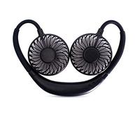 Mini Ventilateur de Cou Portable à Suspendre, veilleuse LED colorée, Chargement USB, Mini Ventilateur pour Sports de Plein air, aromathérapie, Ventilateur de Cou Suspendu, Noir (Bleu)