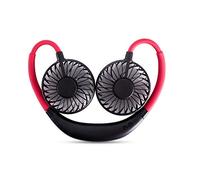Mini Ventilateur de Cou Portable à Suspendre, veilleuse LED colorée, Chargement USB, Mini Ventilateur pour Sports de Plein air, aromathérapie, Ventilateur de Cou à Suspendre, Noir (Noir Rouge)