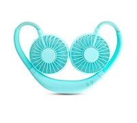 Mini Ventilateur de Cou Portable à Suspendre, veilleuse LED colorée, Chargement USB, Mini Ventilateur pour Sports de Plein air, aromathérapie, Ventilateur de Cou Suspendu, Noir (Bleu)