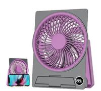 Mini ventilateur de table ultra fin avec batterie et USB, portable, silencieux, 6 niveaux de vent, ventilateur de bureau avec support de téléphone portable, montage mural pour extérieur, voyage