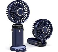 Mini ventilateur de table - Ventilateur USB - Idéal pour les voyages et le bureau - 5 vitesses - Batterie 3000 mAh - Couleur : bleu