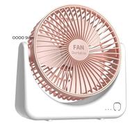Mini ventilateur de table - Ventilateur USB portable - 3 vitesses - Batterie lithium rechargeable - 5 W - Pour les pièces de moins de 10 m² - Blanc/Rose