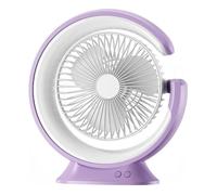 Mini ventilateur électrique portable multifonctionnel pratique à 3 vitesses, lumière rotative en forme de croissant-Violet