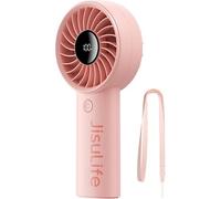 Mini ventilateur JISULIFE portable 3600mAh, rechargeable USB, 5 vitesses - Rose