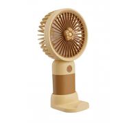 Mini Ventilateur Portable 3 Niveaux Design Fleur avec Socle Bureau Beige