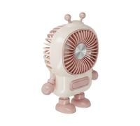 Mini Ventilateur Portable 3 Vitesses Rechargeable USB-C Design Robot Rose