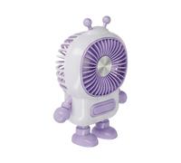 Mini Ventilateur Portable 3 Vitesses Rechargeable USB-C Design Robot Violet