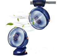 Mini ventilateur portable à pince. Petit ventilateur de bureau USB rechargeable à trois vitesses - bleu.