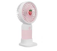 Mini Ventilateur Portable avec 3 Vitesses et Socle de Support Smartphone Blanc / Rose