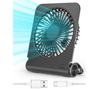 Mini Ventilateur Portable avec 4 Vitesses, Rechargeable Ventilateur USB Silencieux, 220° Pliable Vent fort Ultra, Noir