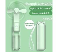 Mini-ventilateur portable avec batterie externe et fonction lampe, vert, jusqu'à 21 heures