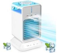 Mini ventilateur portable ELVANZA - Humidificateur - Batterie 2000 mAh - 120° oscillation - Blanc Blanc