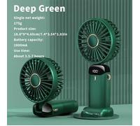 Mini ventilateur portable pliable, rechargeable par USB,5 vitesses, support réglable,écran d'affichage silencieux - Vert nuit foncé