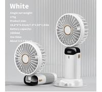 Mini ventilateur portable pliable rechargeable par USB 5 vitesses support réglable écran d'affichage silencieux - Snow Peak blanc