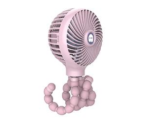 Mini ventilateur portable pour poussette de bébé, ventilateur flexible en forme de pieuvre avec trépied à clipser avec 3 vitesses réglables, chargement USB pour bureau, berceau, siège de voiture