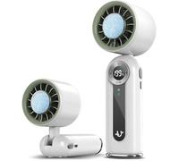 Mini-ventilateur portable rafraîchissant, rechargeable, avec écran LED et éclairage, idéal pour le bureau et la maison, blanc