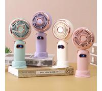 Mini ventilateur portable rechargeable à moteur sans balais, 5 vitesses réglables, câble de chargement USB, fonction support de téléphone avec base + cordon ABS