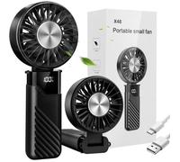 Mini Ventilateur Portable,USB Rechargeable Ventilateur a Main Silencieux Avec 5 vitesses,Petit Ventilateur de Poche Pliable,Ventilo