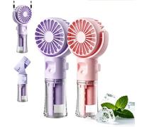 Mini Ventilateur Portable, Ventilateur Brumisateur, Ventilateur de Poche USB Rechargeable avec 4 Vitesses Réglables et Brume D'eau, Ventilateur Portable Silencieux pour Maison, Bureau, Voyage (C)