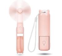 Mini ventilateur portatif, 3 vitesses, rechargeable, silencieux [9 à 15 heures de fonctionnement],rose