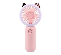 Mini ventilateur portatif avec lumière - Veilleuse portable rechargeable par USB, mini ventilateur d'été en plein air, 3 vitesses, gadget de refroidissement de bureau pour le camping, la salle de spor