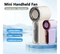Mini ventilateur portatif de poche, petit ventilateur d'extérieur, 5 vitesses réglables, ultra mini ventilateur rechargeable Type-C, ventilateurs de refroidissement pour la maison, le bureau et l'été