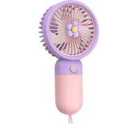 Mini ventilateur portatif rechargeable-Dessin animé,cadeaux pour enfants-Pour la maison,les étudiants et l'extérieur-Fleur violette