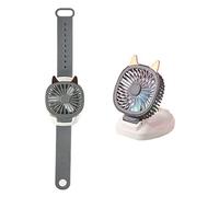 Mini Ventilateur Rechargeable USB Frusde Style de Montre Petit Diable 3 Vitesse-Gris