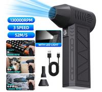 Mini ventilateur turbo à jet, ventilateur turbo 130 000 tr/min, souffleur d'air électrique à 3 vitesses réglables, moteur sans balais 52 m/s, souffleur à main haute performance, gonfleur à coussin d'a