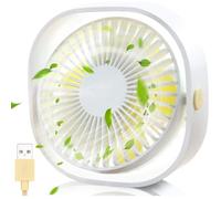 Mini Ventilateur USB Silencieux Portable 3 Vitesse Réglable pour Bureau Sport Voyage Alimenté par USB, Blanc