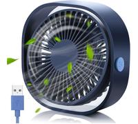Mini Ventilateur USB Silencieux Portable 3 Vitesse Réglable pour Bureau Sport Voyage Alimenté par USB - Bleu