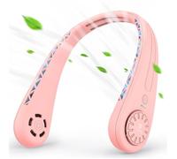 Mini Ventilateur USB, Ventilateur de cou rechargeable portable, Silencieux et Vitesse Réglable -Rose