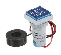 Mini volt-ampèremètre carré AC, compteur de courant de tension numérique avec double affichage LED, moniteur de panneau AC60-500V AC0-100A (Bleue)
