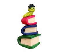 Miniature Book Decor, Top Hat Bookworm Figurine Statue, Desk Ornement with Hand Painted Detail, Résine Craft Display Sculpture, Shelf Accent with Vintage Style, Home Decor for Study Garden 3,8 x 2 cm