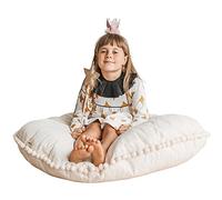 MINICAMP Coussins de Sol Larges pour Enfants - Pouf Ultra-Doux avec garnissage Inclus & Housse Lavable - 100% Coton certifié - 100 cm de Large (Beige)