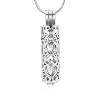Minicremation Collier avec pendentif urne funéraire avec fiole cylindrique creuse - Bijou funéraire pour cendres - Pour homme et femme