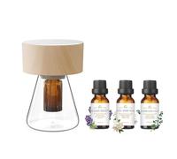 Minidiva Sweet Dreamscape Diffuseur d'huiles essentielles sans eau avec kit d'huiles essentielles, lumière LED en option, silencieux, alimenté par piles pour bureau, maison, grain de bois