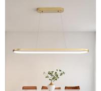 minifair Lustre Ovale Luminaire LED À Intensité Variable, Lampe Annulaire, Lustres Moderne Avec Télécommande, Hauteur Réglable, Idéal Pour Salon Salle À Manger Cuisine Chambre Bureau Doré 70cm