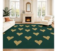Minimaliste Élégant Salon Chambre Tapis Enfants Tapis Cœur Géométrique Amour Motif Or Moderne Imprimé Doux Flanelle 160 x 230 cm - Doux Au Toucher Facile À Nettoyer