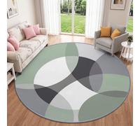 Minimaliste Moderne 180 cm Tapis Rond Salon Vert Sauge Lavable Machine Rug | Antidérapant Abstrait Art Géométrique Color Block Rayures Tapis Rond Chambre Adulte Salle a Manger Descente de Lit Bureau