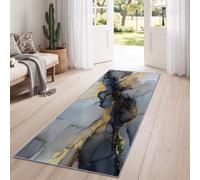 Minimaliste Moderne Tapis de Couloir Extra Long 60 x 120 cm, Abstrait Fluide Fluide Marbre Blocs Couleur Lavable Antidérapant Poil Ras Doux Couleur Tapis pour Cuisine Couloir Passage Chambre, Gris